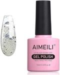 AIMEILI Soak Off U V LED Clear Glitter Gel Nail Polish - Marbled (034) 10ml