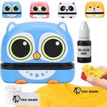 OUYOOLE Name Stamp for Kids Clothing, Custom Name Stamp with Refill Ink, Personalized Name Stamp for Clothes (Blue)