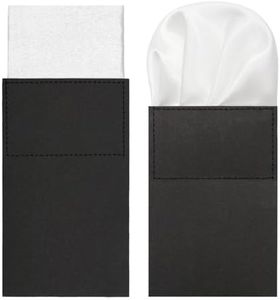 GHTIYLP Prefolded Pocket Squares for Men Solid Color Pre-folded Mens Handkerchief Suit Pocket Square for Business Wedding (White Round*1+White Flat*1)