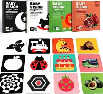 High Contrast Baby Flashcard, 80 PCs 160 Page Black White Colorful Visual Stimulation Learning Activity Card for Babies Ages 0-3-6-12-36 Months, Newborn Infants Toys Gift, for Baby Sensory Develop