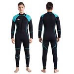 NeopSkin Diving Suit Men Women Youth 3mm Neoprene Wetsuit Warm Full Body Long Sleeve Wet Suits Front Zipper One Piece Swimsuit for Diving Snorkeling Swimming Surfing Canoeing (Men,M)