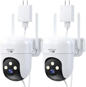 MUBVIEW Security Camera, 2K Wired Outdoor Camera with 360° Coverage, Night Vision, Motion Tracking, 2-Way Talk, IP66, 5G/2.4G WiFi, AI Detection, Local & Cloud Storage, Outdoor Security Camera, 2-Pack