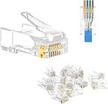 VCE 50μ RJ45 Connector Gold-plated Cat6 50 Pack, RJ45 Pass Through Connectors RJ45 Plugs Ethernet Plug for Cat6/Cat5/Cat5e UTP Solid & Stranded Network Cable