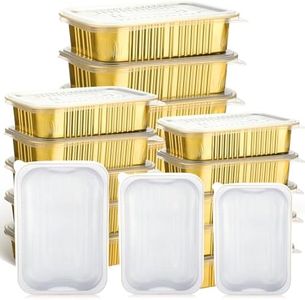 Hushee 30 Pcs Aluminum Pans 13 x 8.7 Inch 7.2 x 5 Inch 6.3 x 4.4 Inch Foil Pans Cake Pan with Lid Aluminum Food Containers with Lids Disposable Chafing Dish Microwave Safe Disposable Cookware for BBQ