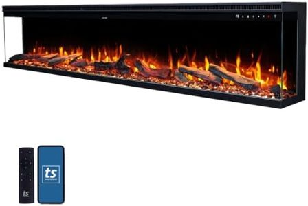Touchstone Sideline Infinity Pro - Smart 84-Inch Three-Sided Electric Fireplace - WiFi-Enabled - 80066 - Built-in - 6 Realistic Flame Colors- 13-Color Down Lighting- Crackle Sound- 1,500W Heater