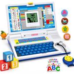 MiniExplorer Educational Computer Laptop Toy for Kids with Mouse |Toys for 2 - 5 Years Old Boys Girls| Learning Activity Alphabet, Letter, Words, Games & Music, Mathematics Logical Memory Tool - Blue