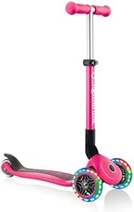 Globber Junior Foldable Lights Scooter- Fuchsia Pink