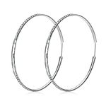 T400 925 Sterling Silver Hoop Earrings 3mm Thick Small Large Diamond Cut Hoops Gift for Women 20 30 40 50 60 mm