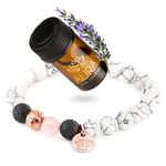 Lava rock bracelets, diffuser Authentic Lava Beads for aromatherapy, Anti-anxiety bracelet, Calming Lavender Relaxation jewelry, Valentines Day gift for Women, white howlite Charm