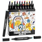 Zenacolor 20 Fabric Markers with Dual Tip - Unique Colors for Fabric Markers for Clothes - Fine Point Tips and Chisel Point Fabric Paint Markers for Multiple Effects