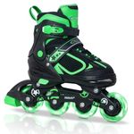 Nattork Blade Roller Skates for Boys with Light Up Wheel, Outdoor & Indoor Illuminating Green Inline Skates for Boys Little Kids Toddler Ages 5-8 4 5 6, Beginners