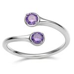 EAMTI Adjustable Birthstone Rings for Women Girl Sterling Silver Engagement Wedding Band (02-February)