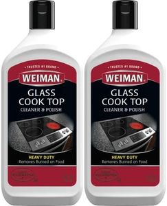 Weiman Glass Cook Top Cleaner & Polish - Heavy Duty No Scratch Glass-Ceramic Safe Non-Abrasive 10 fl oz (2 Pack)