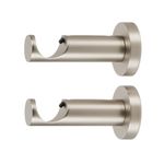 Ivilon Ceiling or Wall Mount Curtain Rod Brackets Holders for Curtain Rods of 7/8 and 1 Inch Diameter. Set of 2. Color Satin Nickel