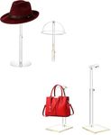 SHUNKAIZS Bundle Set: Acrylic Hat & Purse Display Stands, Adjustable Height (8"-24"), Clear Holder for Retail, Salon, Closet Organizer