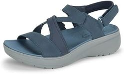 Baretraps Womens Temira Faux Leather Strappy Wedge Sandals Navy 8.5 Medium (B,M)