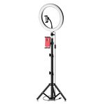 26cm/10inch inch LED Ring Light 3 Colors 10 Levels Dimmable 3200-5600K Color Temperature with Tripods Phone and Tablet Holders for Live Sream Makeup Portrait YouTube Video Lighting