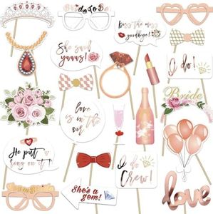 23PCS Wedding Bridal Shower Photo Booth Props Bride to Be Celebration Decor Bachelorette Party Decorations for Bride to Be Miss to Mrs Strike a Pose Sign Supplies