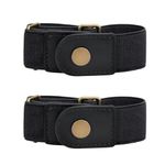 JASGOOD No Buckle Elastic Belt for Women Men 2 Loop Buckle Free Stretch Invisible Belt for Jeans Pants Set of 2,Black