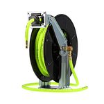 Flexzilla Retractable Open Face Dual Arm Air Hose Reel, 1/2" X 50', Heavy Duty, Lightweight, Hybrid, ZillaGreen-L8741FZ