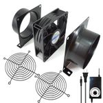 4" Axial Exhaust Fan, 3000RPM 120mm DC12V Dual Ball Bearings Air Exhaust Fume Smoke Extractor Fan Kit for DIY Soldering, 3D Laser, Paint Booth (4" Duct Adapters, Mesh, Dimmer Included)