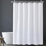 Amazer White Shower Liner Cloth Waterproof, Soft White Shower Curtain Liner Fabric with Weighted Stones, Washable Shower Curtain and Liner 2-in-1, 120G Heavy Duty, 12 Grommet Holes, 72 x 72 Inches