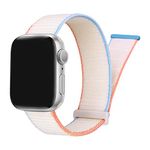 MroTech Sport Band Compatible with Apple Watch Band 38mm 40mm 41mm 42mm 44mm 45mm, Adjustable Stretch Women Men Braided Strap Compatible for iWatch Series 7/6/5/4/3/2/1/SE Loop 42/44/45 mm-Milk White