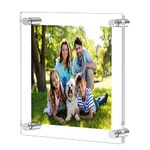 NIUBEE Clear Acrylic Wall Mount Floating Frameless Picture Frame Up to 8x8 Photo for Art Works Photography Frames-Double Panel(Full Frame is 10.5x10.5 inch)