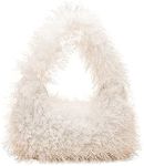 Verdusa Women's Faux Fur Fuzzy Hobo Bag Furry Handbag Purse White one-size