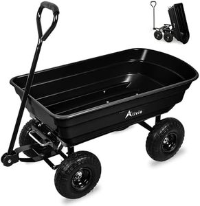 Alivio Garden Tipping Wheelbarrow Cart 75L, 10in Pneumatic Wheels Heavy Duty Wheelbarrow Trolley Easy Transport, 250kg Capacity Swivel Handle Wagon Cart for Outdoor, Patio, Tools, Waste Material