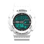 Gd350 Date Rubber Men's Watch Digital Fashion Sport Stopwatch Wrist Boy LCD Men's Watch (White, One Size)