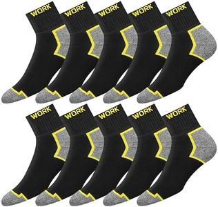 SOXCO 10 Pares Quarter Calcetines Hombre Trabajo Cortos WORK Socks, 43-46