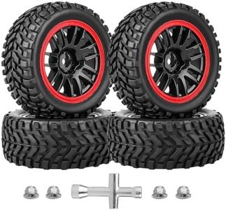 HobbyPark 2.55" Tall 12mm Hex PreGlued 1/10 RC Touring Car Wheels and Tires Set 1.02" 26mm Wide Soft Rubber for Tamiya HPI Traxxas Redcat Kyosho Brushless Motor 2S 3S Lipo (Style 1)