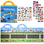 ASTARON Reusable 3D Puffy Sticker Book for Kids, 88 Pcs Cute Waterproof Vehicles Stickers, Puffy Sticker Game Travel Stickers and Educational Sensory Learning Toy（3-6 Age）