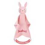 TYRY.HU Baby Personalised Comforter Blanket for Newborn, Security Unisex Soft Blanket DIY Name Boy Girl 100% Organic Muslin Cotton(Pink)