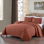 Chezmoi Collection Austin Queen Bedspread Set 3-Piece Pinsonic Quilted Oversized Bedspread Coverlet Set, Queen, Terracotta