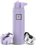 IRON °FLASK Sports Water Bottle - Wide Mouth with 3 Straw Lids - Stainless Steel Gym & Outdoor Bottles for Men, Women & Kids - Double Walled, Insulated Thermos, Metal Canteen - Lavender, 22 Oz