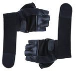 Victory X-Power Leather Gym Glove with Wrist Support Training, Exercise and Gym # Men, Women# Black Leather Free Size