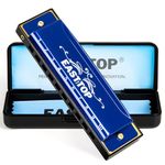 East top Harmonica, C Key Blues Harmonica for Beginners and Adults, Kids and Teenagers,10 Holes Mouth Organ For Students as Gift (BLUE)
