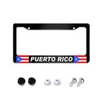 Puerto Rico Flag License Plate Frame Quality Metal Aluminum Patriotic Black Car Cover Tag Holder Frames with 2 Holes and Screws 12 x 6 Inch Decoration for US Vehicles Standard Perfect for Women Men