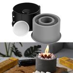 ACIMONE Tabletop Fire Pit Silicone Mold Set, for Concrete Table Top Fire Bowl, Indoor & Outdoor DIY Mini Fire Pit Fireplace, Round Shape w/Gap & Extinguishing Cover Mold | DIY Home Decor Accessories