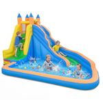COSTWAY Inflatable Bouncy Castle Jumper House Water Pool Slide Activity Center for Kids with Water Slide, Climbing Wall and Pool Area, 400 x 309 x 245CM