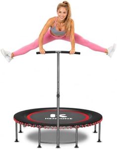 K KENSONE 48" Low-Impact Rebounder Trampoline for Adults with Bungee, 550LBS Quiet Mini Exercise Trampoline with Adjustable T-Shaped Foam Handle Bar, Fitness Equipment for Indoor/Gym Workout