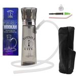 SHISHA LYFE Portable Mini Hookah Cup Set - Transparent (Grey) Shisha for Car & Hookups with LED Lights, Silicone Hose Pipe, Anti-Scald, Charcoal Holder, Tong, Reusable Straw with Cover Protection