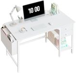 Lufeiya White Small Desk with Drawers - 40 Inch Computer Desk for Small Space Home Office, Modern Simple Study Writing Table PC Desks