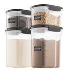 Airtight Food Storage Containers with Lids [4 Piece] BPA Free Plastic Kitchen Pantry Storage Containers - Dry Food Storage Containers Set for Flour, Cereal, Sugar, Coffee, Rice, Nuts, Snacks Etc.