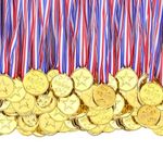 XPJBKC Medals for Children, 100 Pieces Plastic Medals, Gold Medals for Kids with Ribbon, Medals for Adults, Football Winner Award Medals, Sports Day Medals for Sports Competition