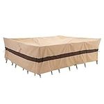 WJ-X3 Rectangular Outdoor Table Cover, Heavy Duty Furniture Cover waterproof, High Wind Resistant Design for Patio Furniture 62W x 42D x 28H Inches, Beige & Coffee
