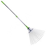 DPISZONE Garden Steel Spring Brace Rake Long Handle Garden rake , Garbage Remover Spring Brace rake Telescopic Metal Rake, Adjustable Rake for Quick Clean Up of Lawn and Yard, Garden Leaf Rake