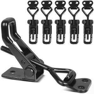 Toggle Latch Clamp 4001, 6 Pack Adjustable Toggle Clamp Latch, Heavy Duty Toggle Latch Hasp Clamp, 150Kg 330Lbs Holding Capacity Pull Latch Clamp for Door, Smoker Lid Jig, Tool Box Case (6 Pack,Black)